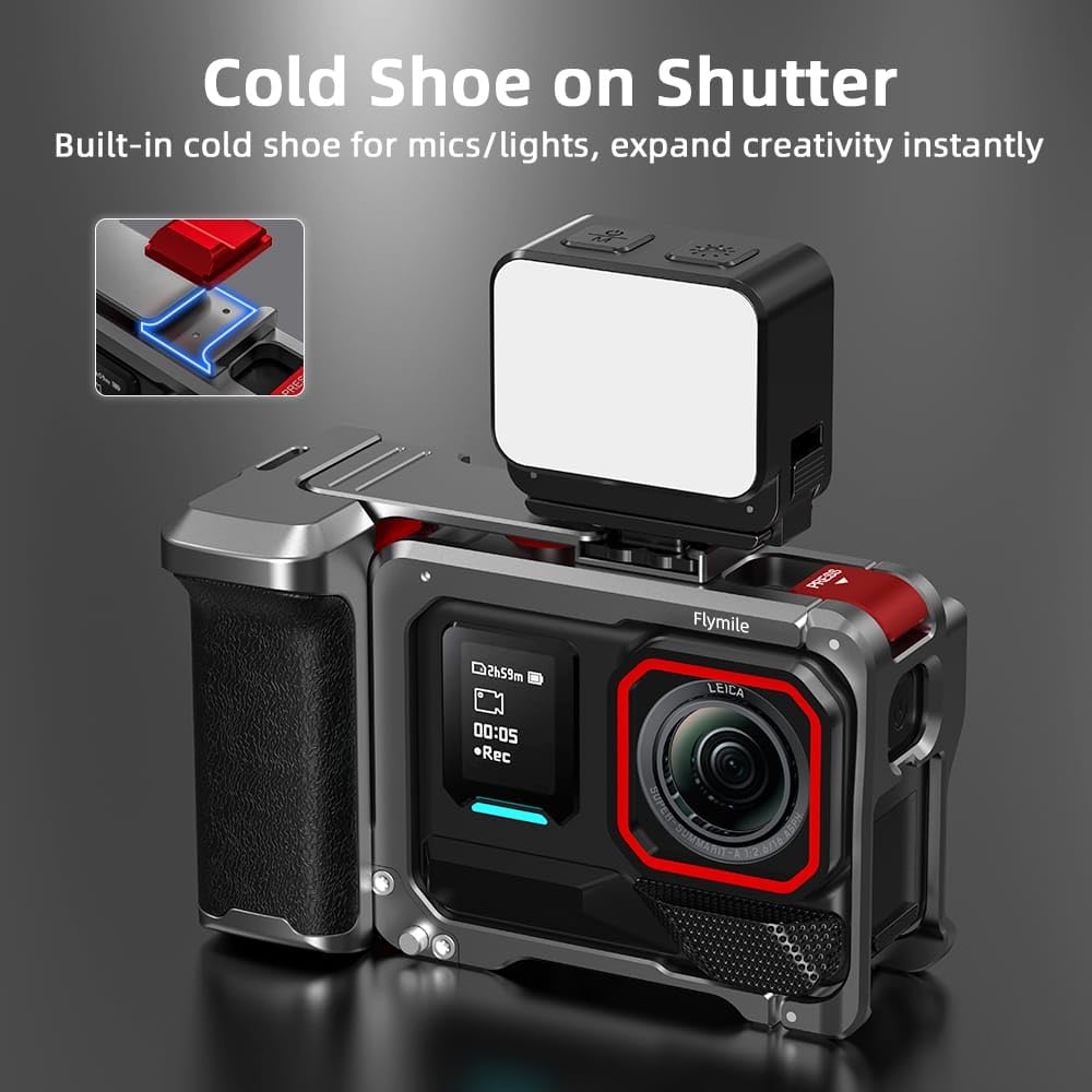 GetZget® Flymile Xplore Grip Kit  Insta 360 Ace pro 1/ pro 2 Camera Metal Hand Grip with Lens Cap 