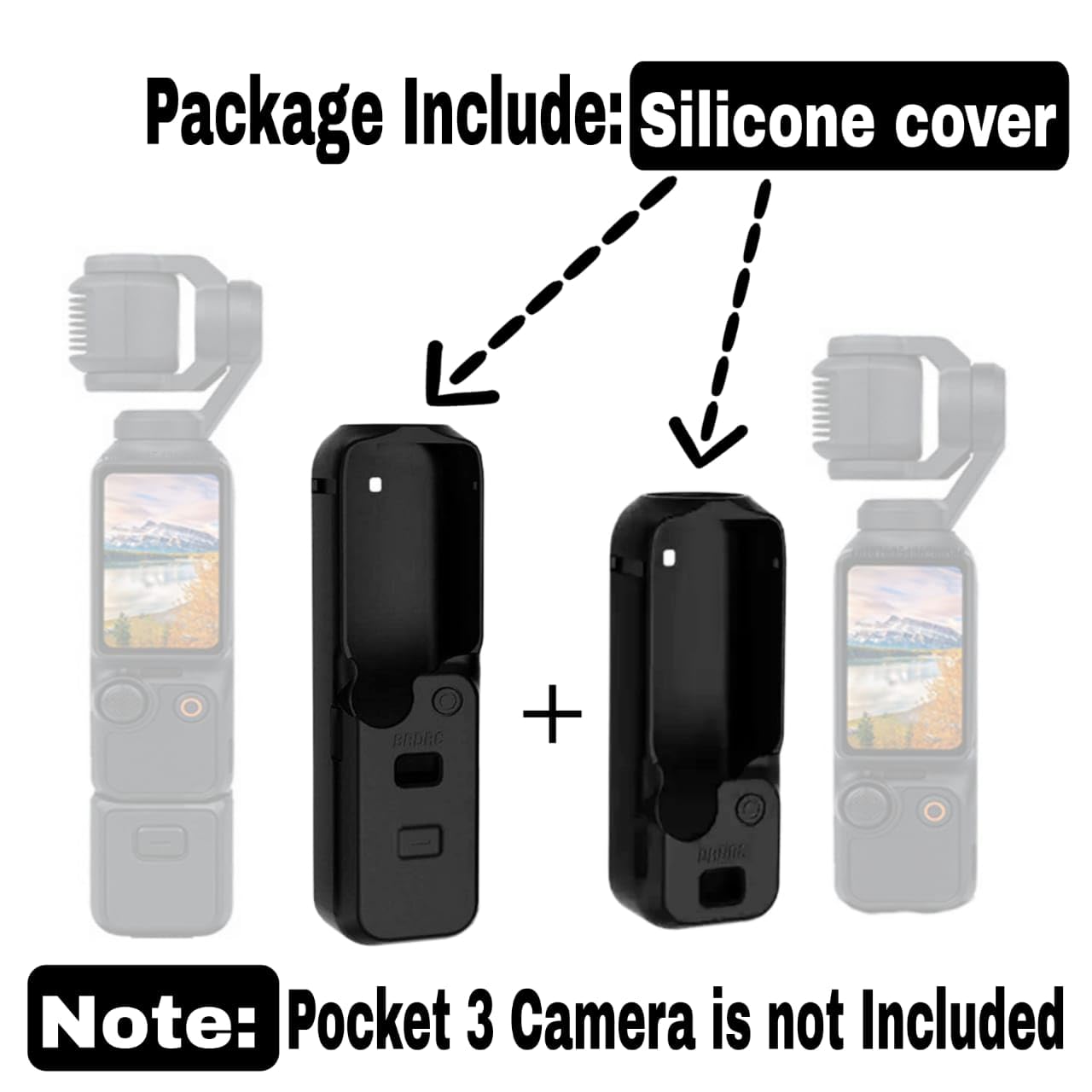 Silicone Cover for DJI Osmo Pocket 3 Camera Scratch Protector Cover 1 Pair Small & Medium case Accessories (Black)