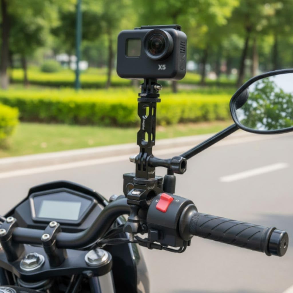 Aluminum Camera Bike Mount for Bicycle/Motorcycle For insta360 X3/ X4/ X5, GoPro, DJI Osmo 360, Pocket 3 Action Camera (Bike Bracket + Extender)