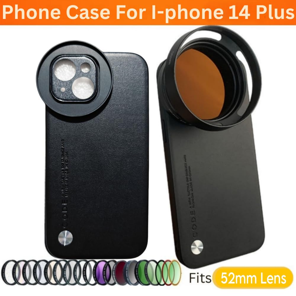 iPhone 14 Plus inbuilt Aluminum Slot Support 52mm Lens Nd Filters Mobile Cover 