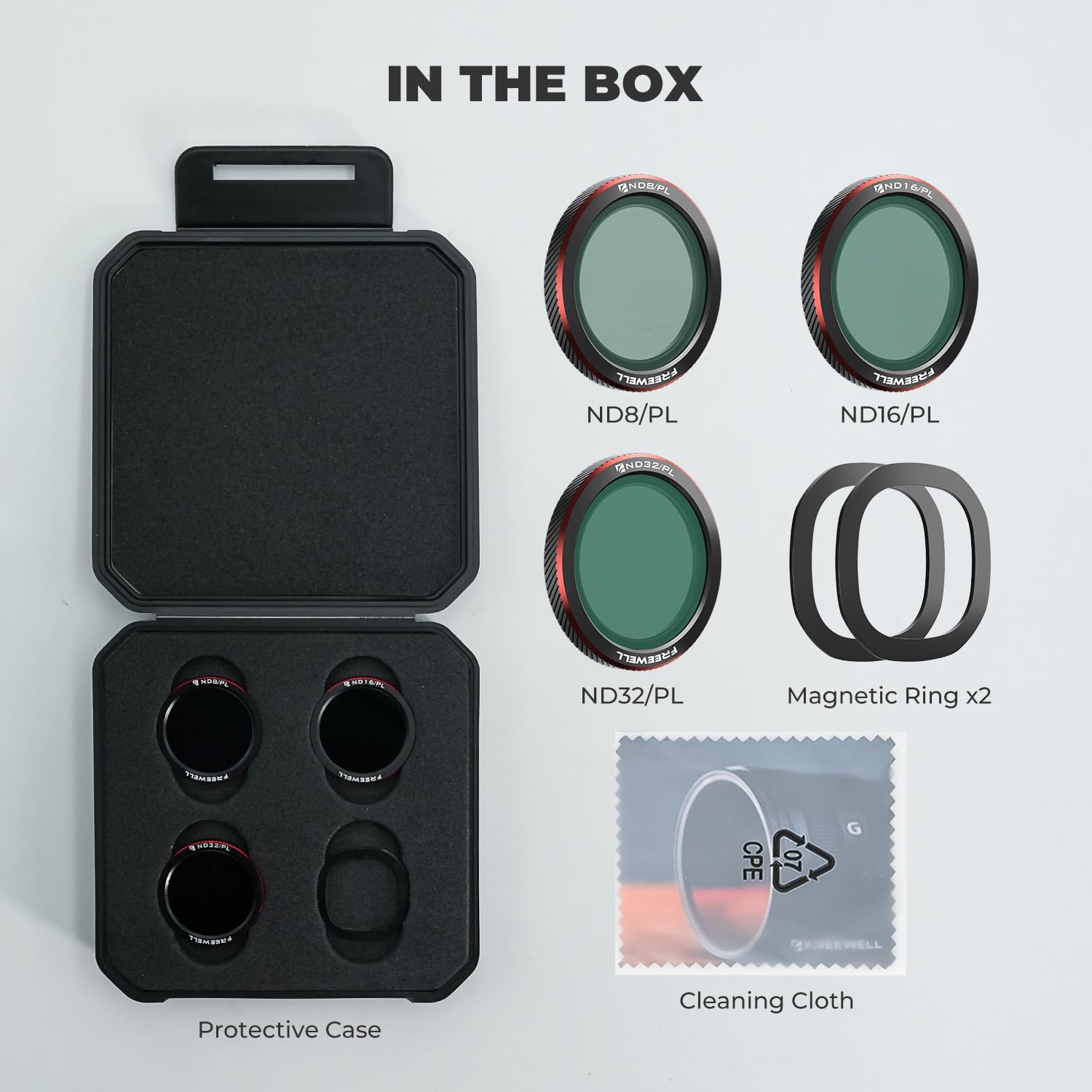 Freewell 3-Pack Magnetic ND/PL Filters for DJI Neo 2 (ND8/PL, ND16/PL ,ND32/PL)– Polarized Filters
