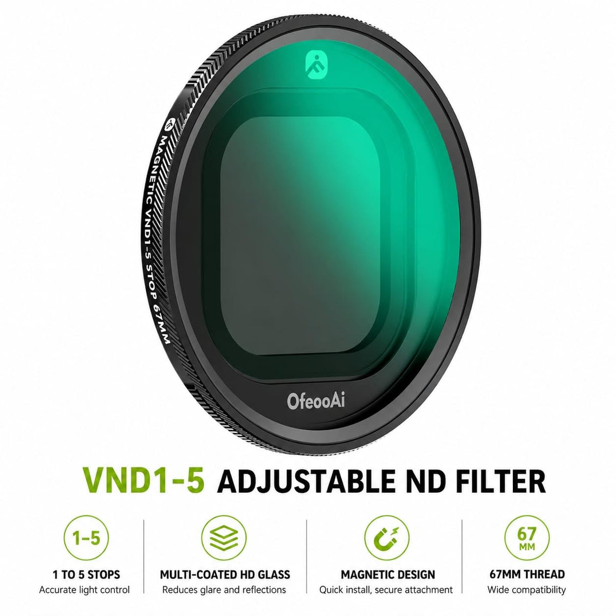 GetZget® OfeooAi Magnetic Camera 17mm Lens/Nd Filter Adapter | Magnetic Quick Release Base| For iPhone 13 to 16 Series Pro/Max