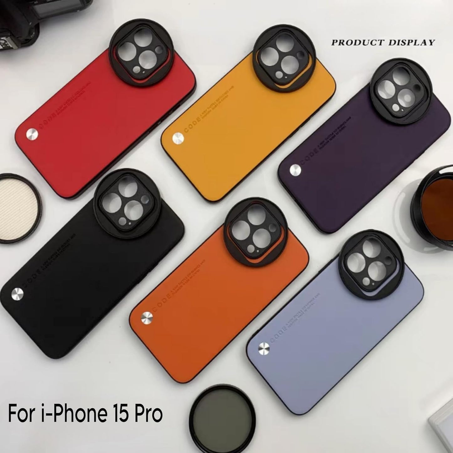 Phone Case For iPhone 15 Pro for 58mm Lens Nd Filter Attachable Aluminum Slot Mobile Cover Accessories(Lens not Included) (15 Pro) Purple
