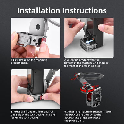 GetZget® Magnetic Expansion Bracket Mount For DJI Osmo Pocket 4 & 3 for Magsafe, Accessories Expansion Adapter, Aluminium Magnet Teleprompter Holder Desktop Camera Accessories