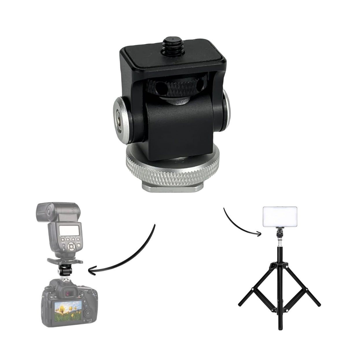 Adjustable Rotatable Mini Hot Shoe Mount for DSLR Cameras (1/4 Screw)
