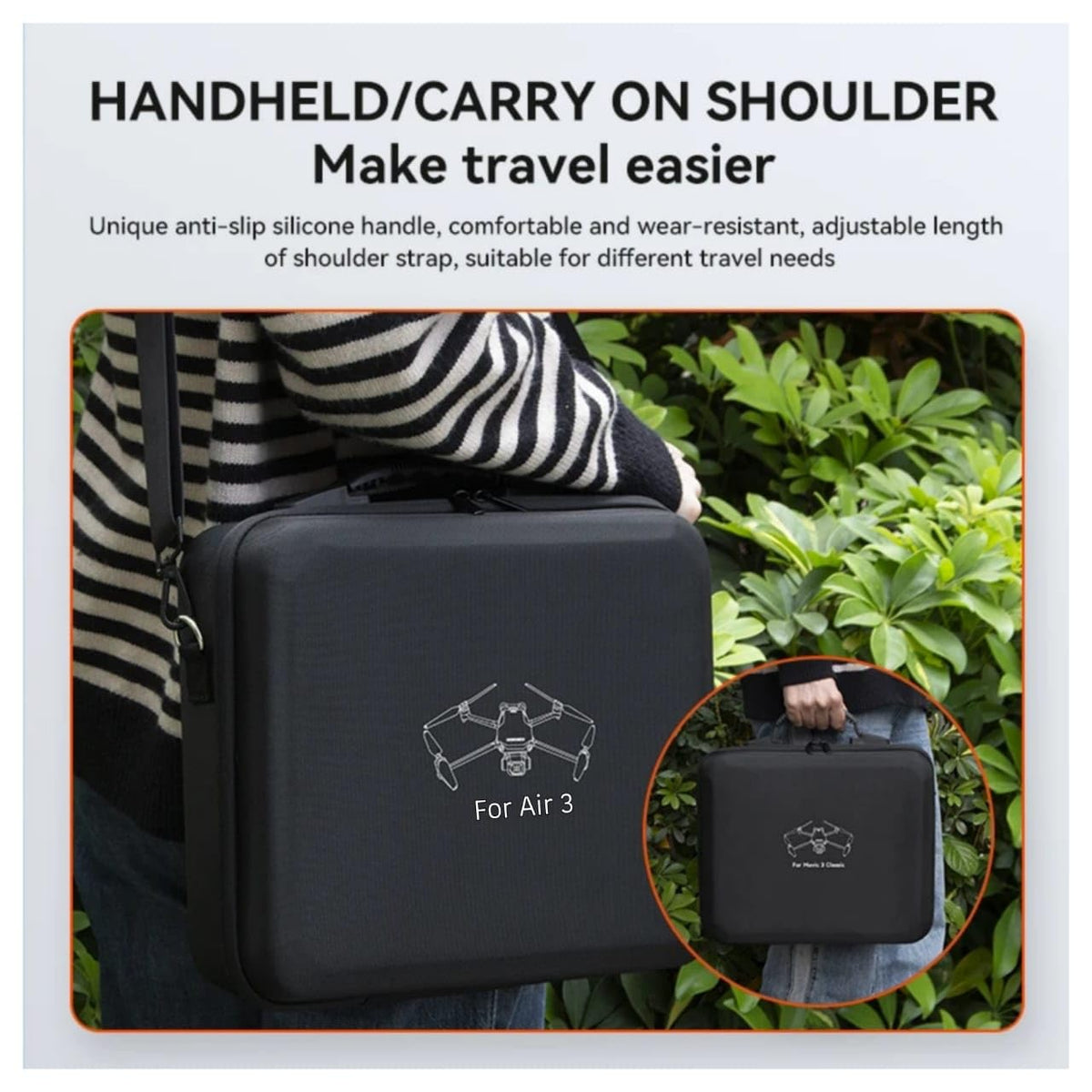 PU Hard Travel Suitcase for DJI Air 3 / 3S (Black) (view 4)