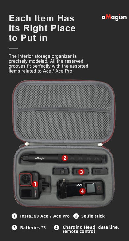 Amagisn Carrying Case Bag for Insta360 Ace Pro, Go3, X3 & Accessories