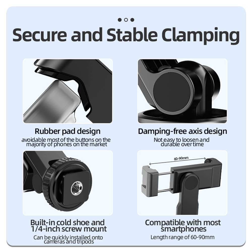 GetZget® Phone Adapter For DJI Osmo Pocket 3/4/ 4P/ 4 Pro, Smartphone Mount Holder with 1/4" Threaded Handle, Handheld Vlogging & Shooting Accessory