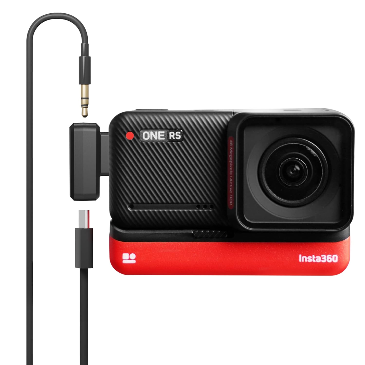 Insta360 ONE RS Dual Mic Adapter, Capture Audio 3.5mm Mic USB-C Port (Horizontal Version)