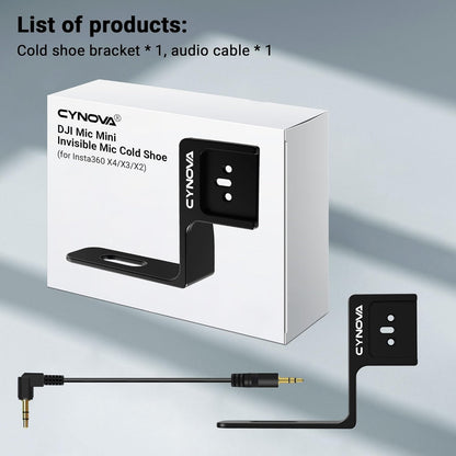 CYNOVA Insta 360 X4 Mic Mini Receiver Mount For DJI Mic Mini, Insta360 X5, X4, X3 Aluminum Cold Shoe Mount Bracket
