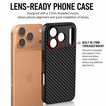 17mm Lens Mount Phone Case For iPhone 17 Pro | Supports 17mm Telephoto, Macro & Wide-Angle Lenses