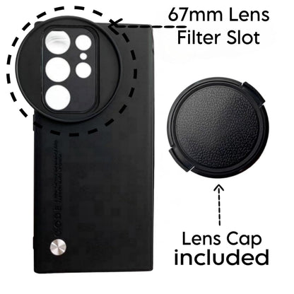  Samsung Galaxy S25 Ultra Phone Case with Lens Cap Cover Support 67 mm ND Filter (Black)