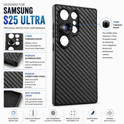Phone Case For Samsung Galaxy S25 Ultra Supports 17mm Telephoto, Macro & Wide-Angle Lenses Protective Mobile Cover