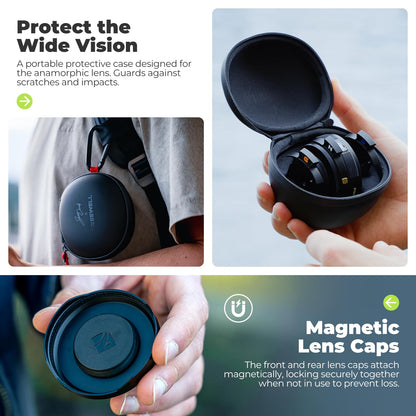 Freewell 1.55x Anamorphic Lens for iPhone & Samsung - 3-in-1 Streak (Neutral, Gold, Blue) - Cinematic Smartphone Lens with Oval Bokeh - Works with 17mm Mount Case & Cage