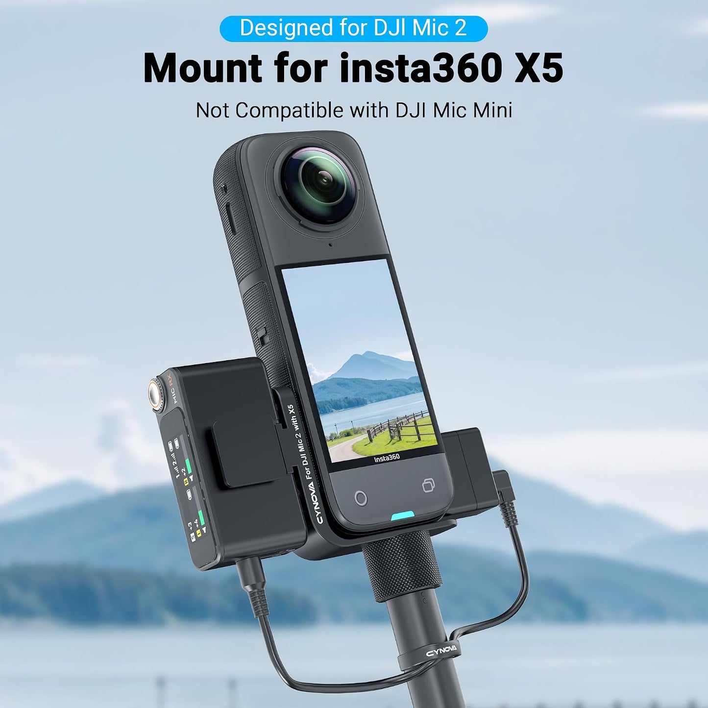  Invisible Mic Bracket for Insta360 X5 Accessories, Designed Specifically for DJI Mic 2