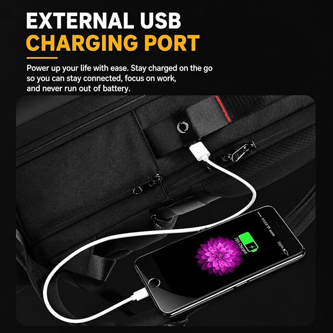 GetZget® Luggage, Laptop Carrying Case Hard shell Office/College Bag Multipurpose traveling Backpack with USB Charging Port/extendable/suitcase/Luggage/Travel bag (Black)
