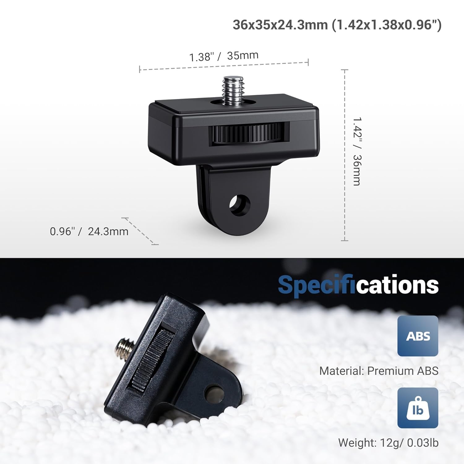 JJC 1/4"-20 Screw to 2-Prong Camera Mount Adapter For DJI Pocket Series, insta360 X2/ X3/ X4/ X5, Gopro Series,Any Action Camera Mounting Accessories