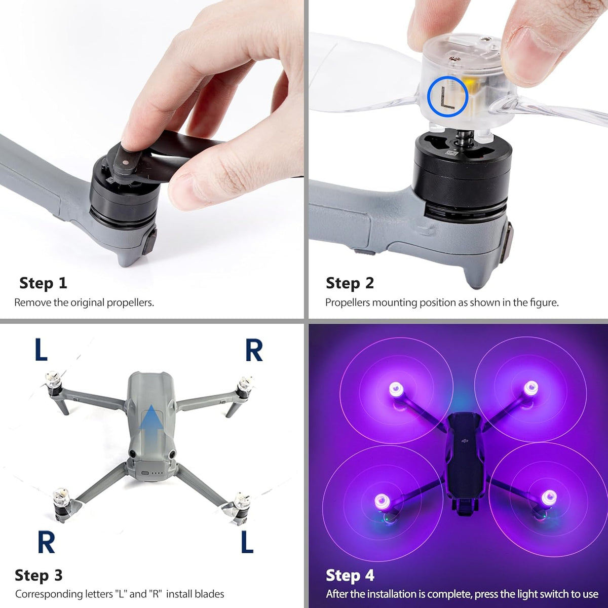 LED Flash Propellers for DJI Air 3 and Air 3S (Full Set) (view 4)