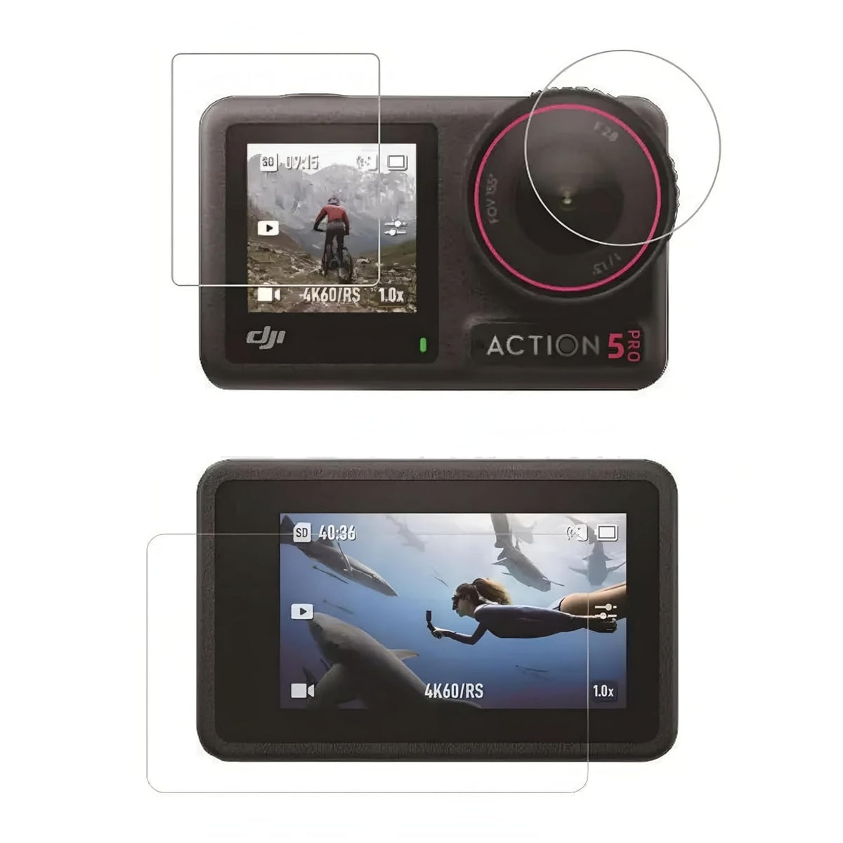 Tempered Glass Screen Protector for DJI Action 5 Pro (Set of 3)