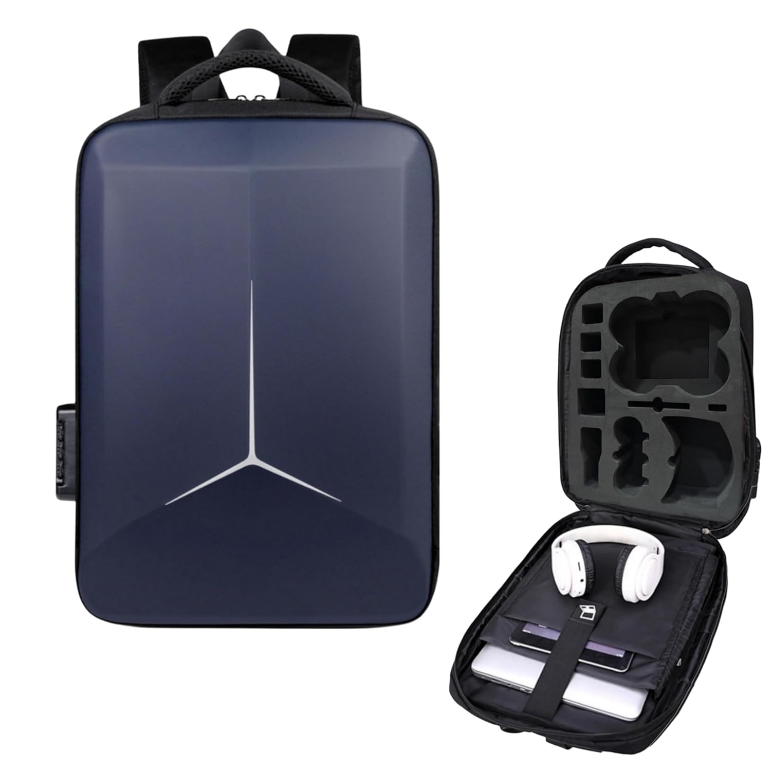 DJI Avata 2 & Accessories Storage Backpack Equipped with Number Lock, EVA Foam,Double Safety Belt & Charging Point (Blue)