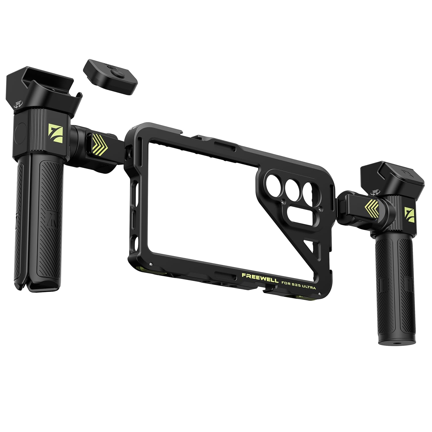 Freewell Genius Rig Cage for Samsung S25 Ultra – Tool-Free Setup, Tripod and Monopod Handles, Bluetooth Remote