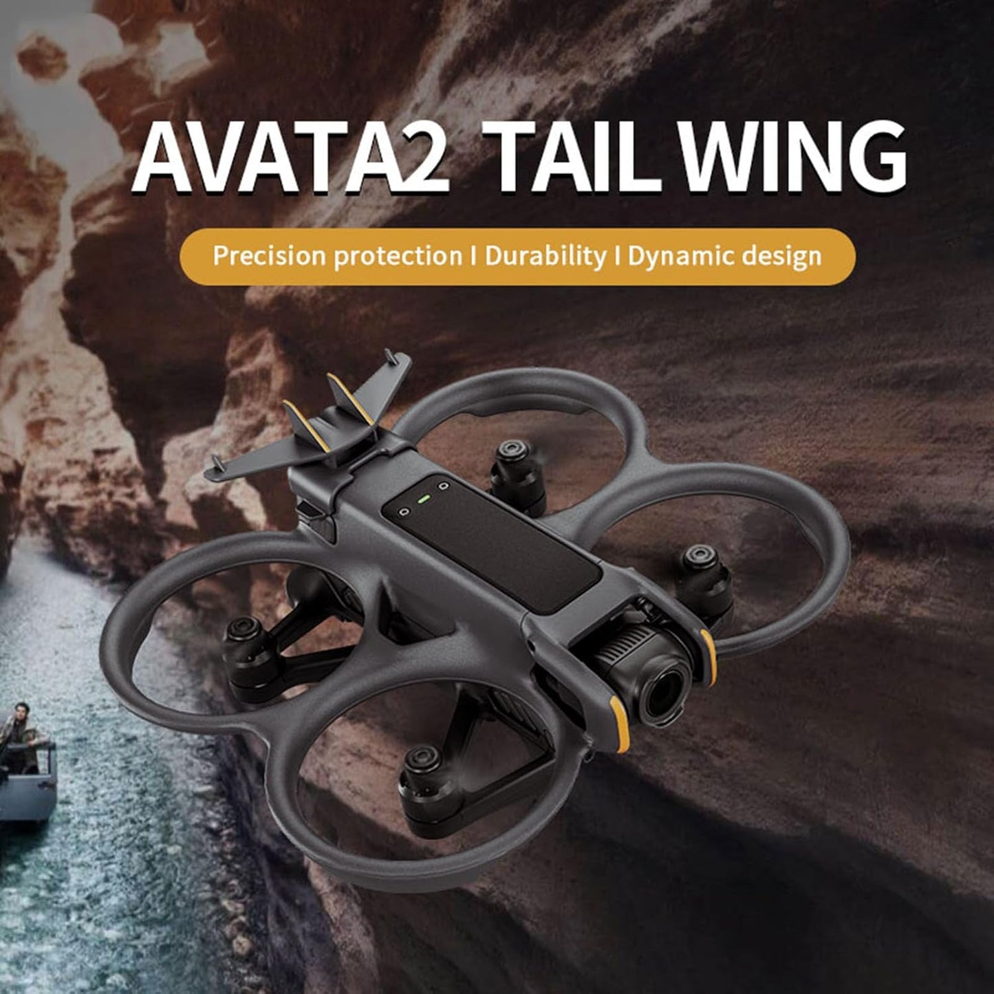 Getzget Flight Tail Wing For DJI AVATA 2 Drone, Anti-Release Buckle Snap-On Battery Fin Fixed Stabilizer Part 