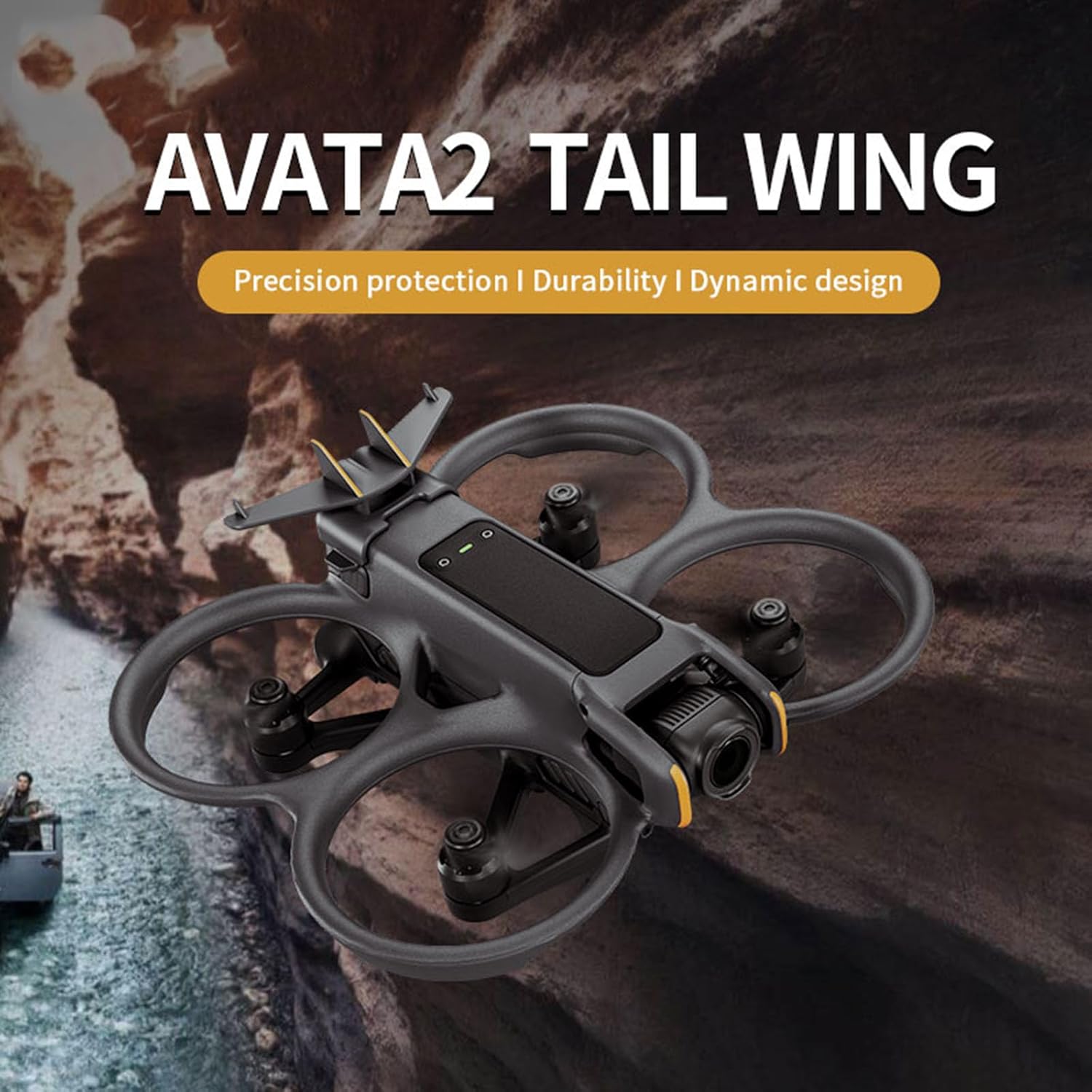 Getzget Flight Tail Wing For DJI AVATA 2 Drone, Anti-Release Buckle Snap-On Battery Fin Fixed Stabilizer Part 