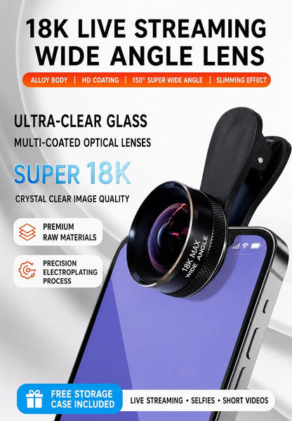 18K Ultra-Wide Angle Mobile Phone Camera Lens with ND Filter Clip-On HD Lens