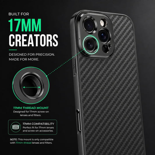 17mm Lens Mount Phone Case For iPhone 15 Pro Max | Supports 17mm Telephoto, Macro & Wide-Angle Lenses 