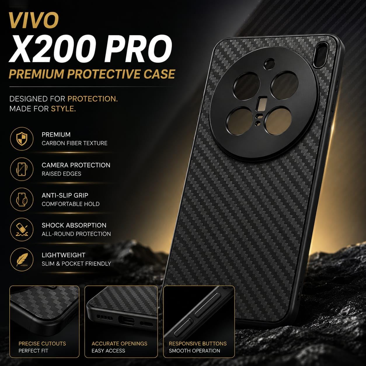 Vivo X200 Pro Supports 17mm Telephoto, Macro & Wide-Angle Lenses Protective Mobile Case