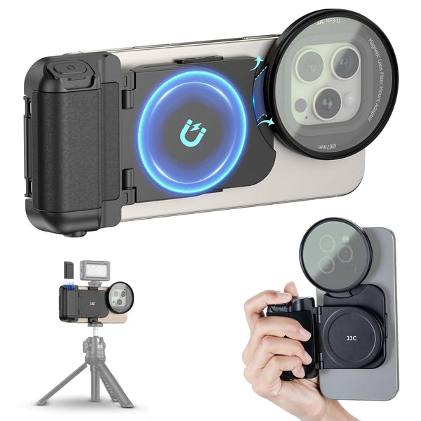 JJC 67mm Magnetic Filter Adapter + Snap Grip for iPhone 14, 15 and 16