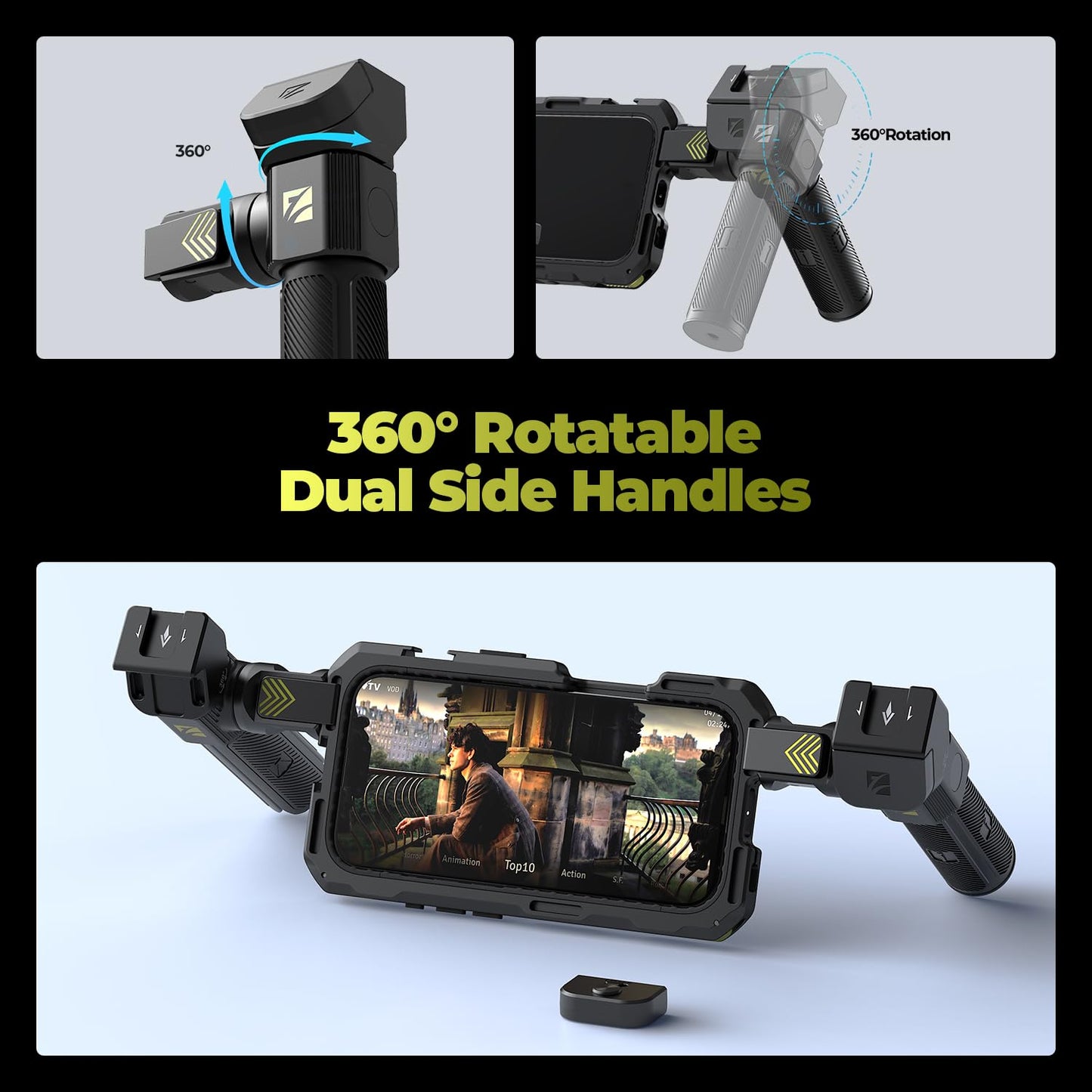 Freewell Genius Rig Cage for iPhone 17 Pro Max -  Multifunctional Tripod and Monopod Handles, Bluetooth Remote