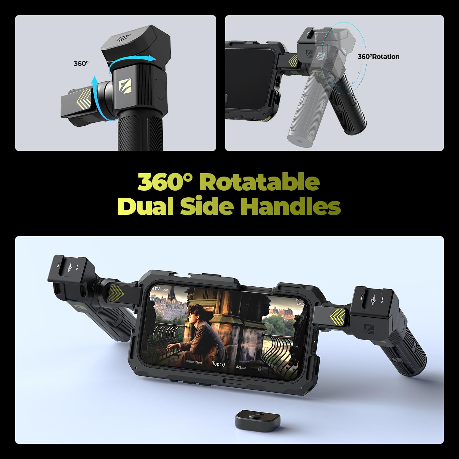 Freewell Genius Rig Cage for iPhone 17 Pro Max -  Multifunctional Tripod and Monopod Handles, Bluetooth Remote