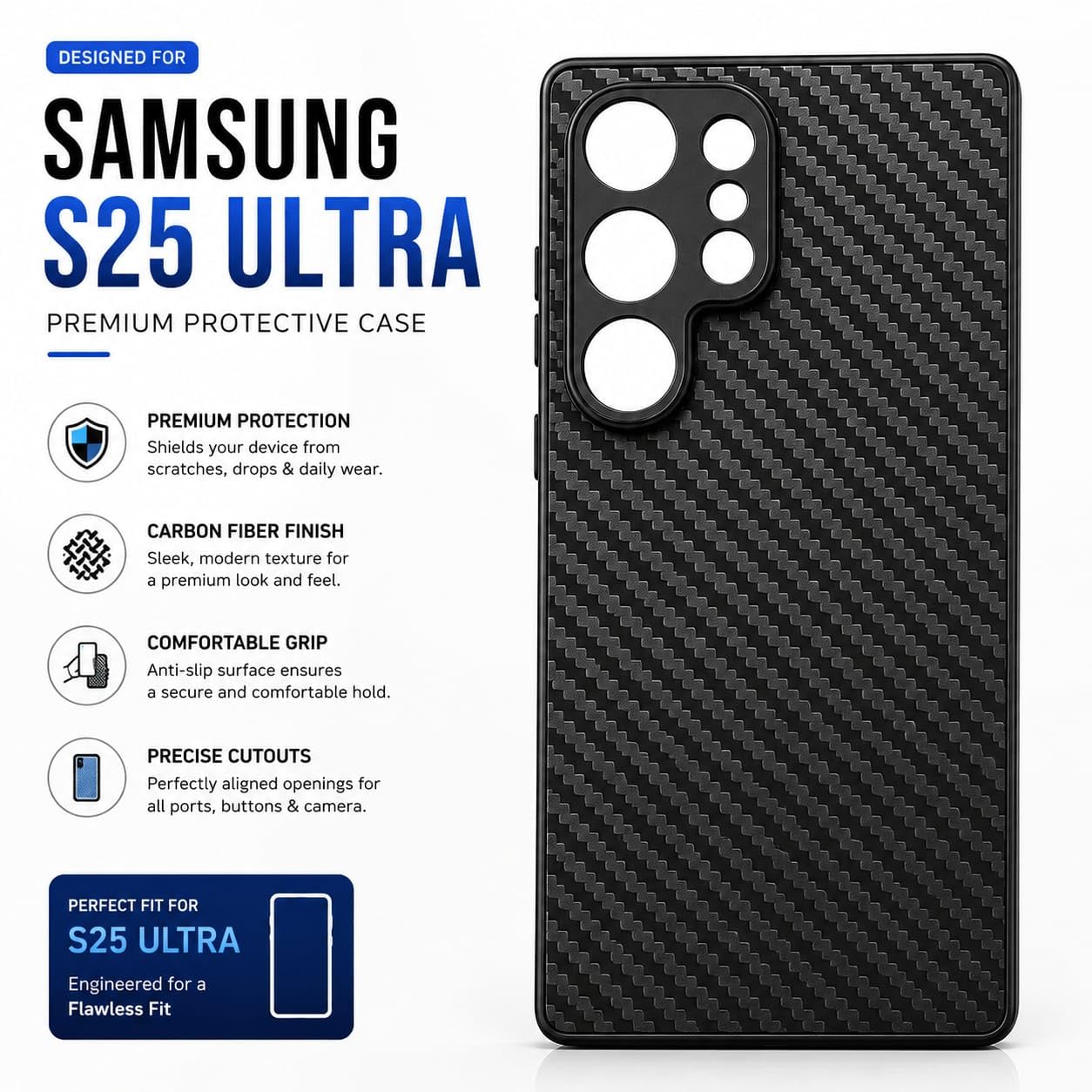Phone Case For Samsung Galaxy S25 Ultra Supports 17mm Telephoto, Macro & Wide-Angle Lenses Protective Mobile Cover