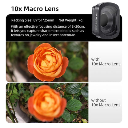 GetZget® 10X Magnetic Macro Lens For DJI Osmo Pocket 4/3, Wide-Angle Camera Lens Accessory, Magnetic Snap-On Lens for Vlogging, Travel & Content Creation