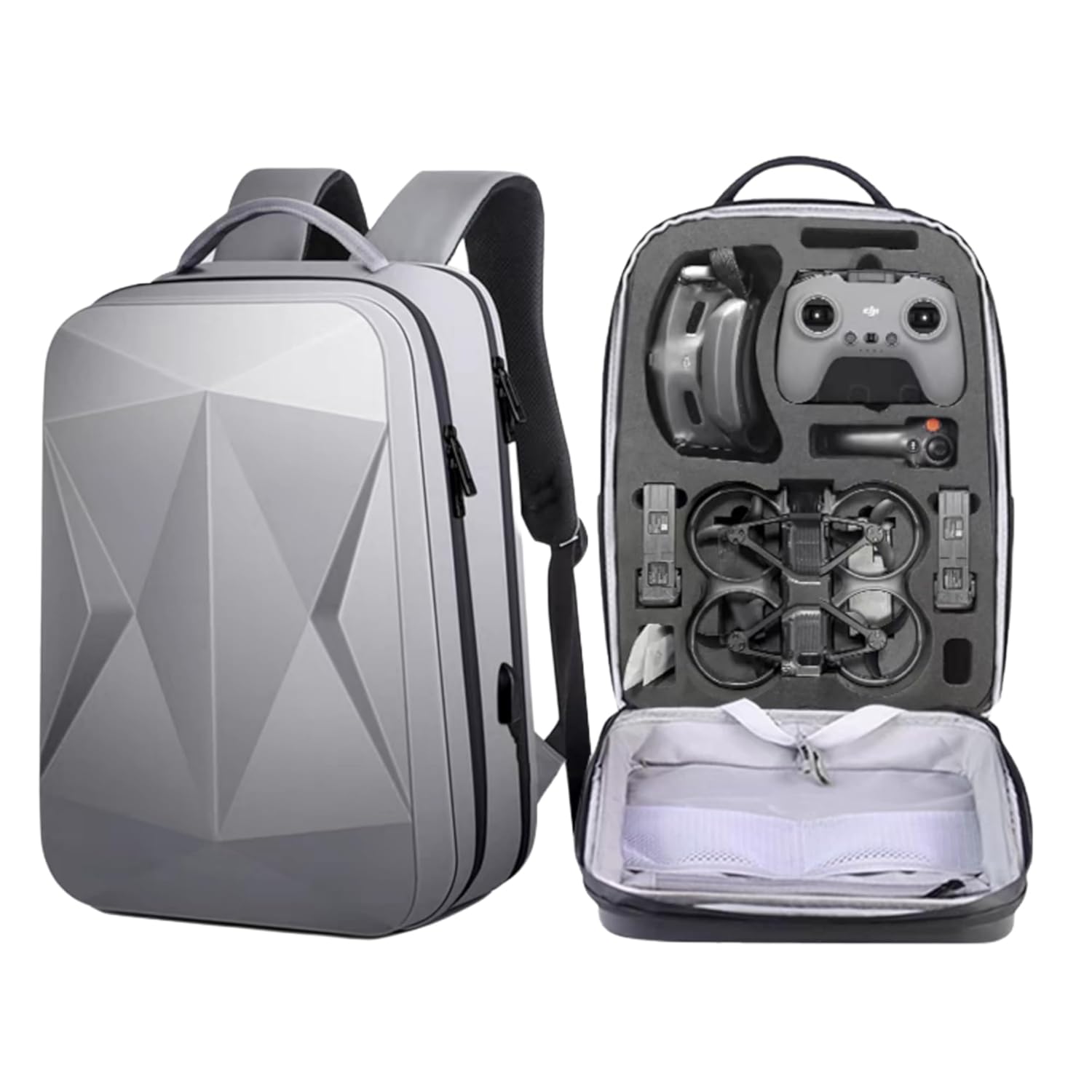 Multipurpose Hard Shell Waterproof Backpack for DJI Avata 2 Accessories Grey GetZget