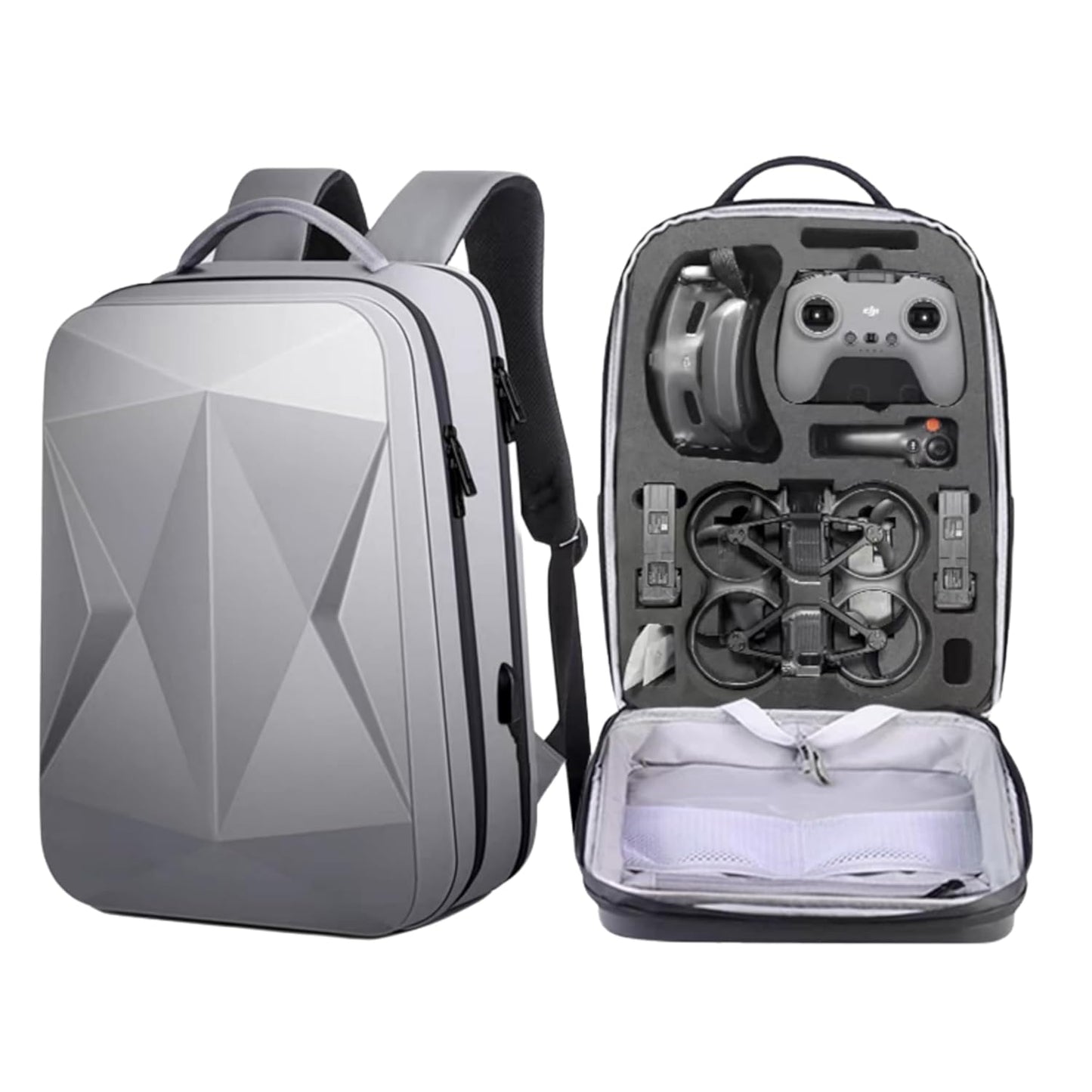 GETZGET Multipurpose Hard Shell Waterproof Backpack for DJI Avata 2 & Accessories (Grey)