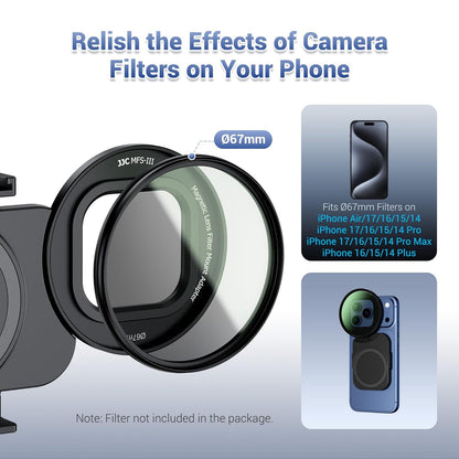 JJC Phone Lens Filter Adapter Magnetic Mount For iPhone 17/16/15/14 Pro/ Max/ Air