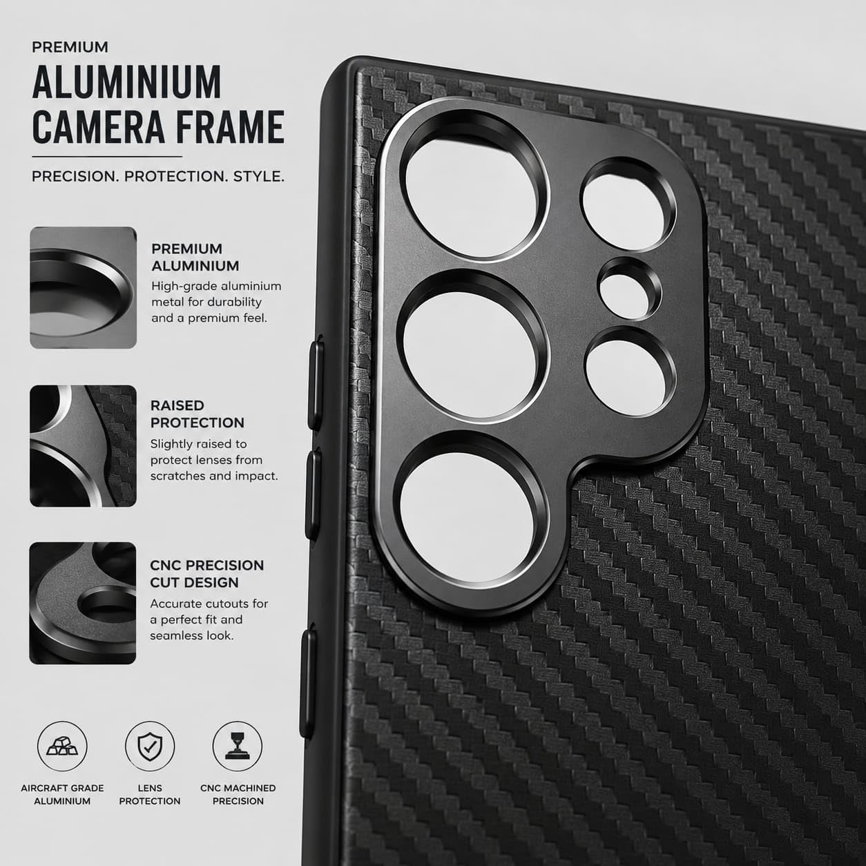 Phone Case For Samsung Galaxy S23 Ultra Supports 17mm Telephoto, Macro & Wide-Angle Lenses 