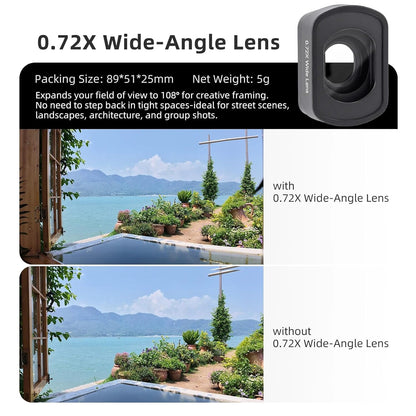 0.72X Magnetic Wide Angle Lens For DJI Osmo Pocket 4/3 (Getzget)