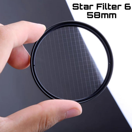 GetZget® Star Filters Compatible with oneplus12, iPhone 14/15 pro & pro max, Xiaomi 14 Mobile Cover, DSLR Camera (58mm, Star No.6 Filter)