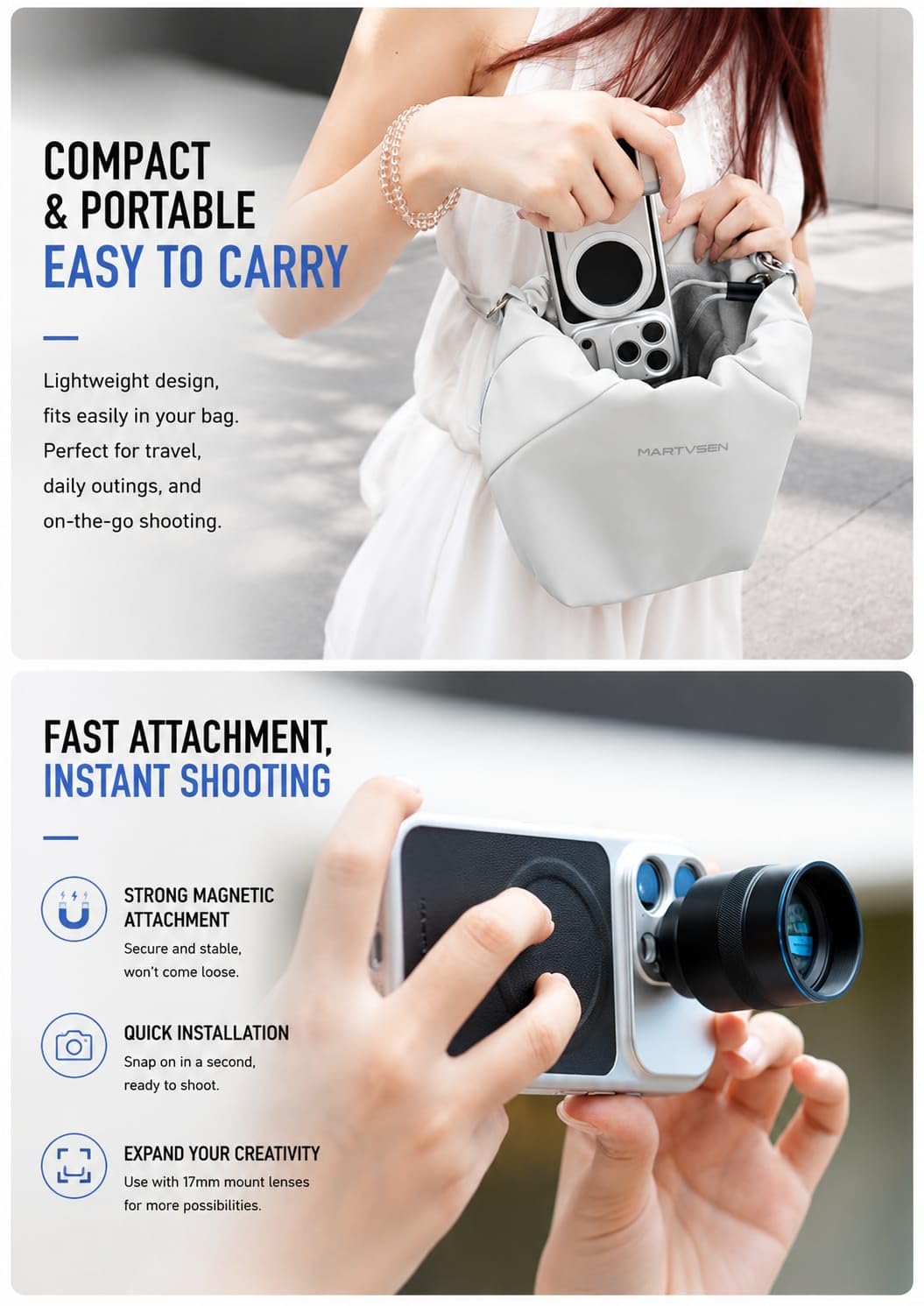 Martvsen Phone Case For iPhone 17 Pro with 17mm Threaded Lens Mount, Magnetic Phone Cover