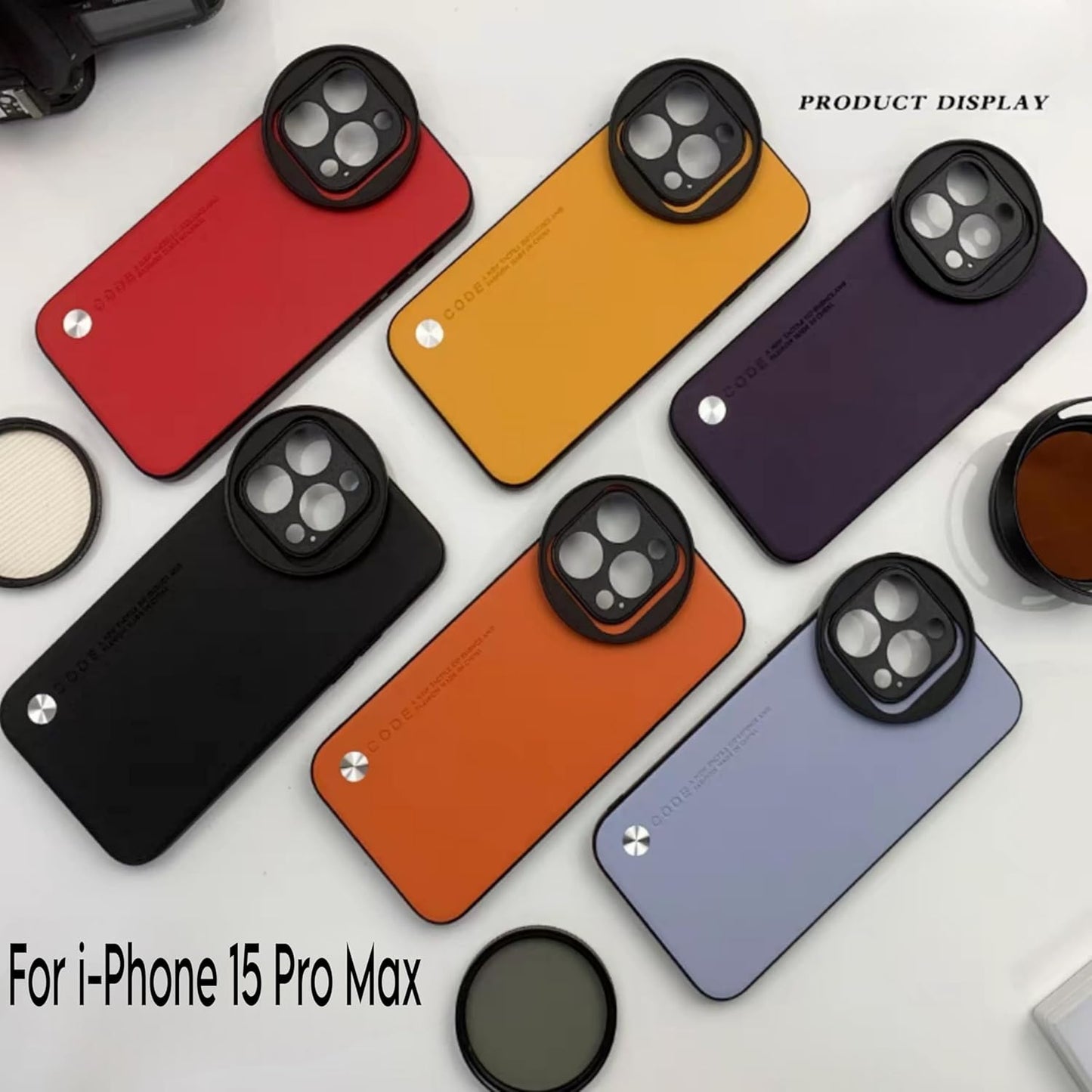 Phone Case Compatible with iPhone 15 Pro Max for 58mm Lens Nd Filter Attachable Aluminum slot mobile Cover