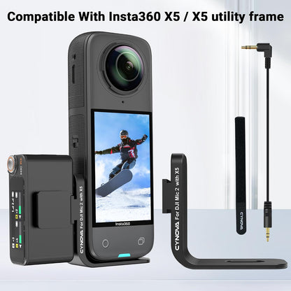 Invisible Mic Bracket for Insta360 X5 (with 3.5mm Audio Cable and Fixed Velcro