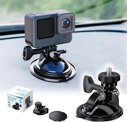 JJC Suction Cup Mount with 1/4"-20 Screw for DJI OSMO Nano Action 6/5 Pro 4 3 Action Camera, Strong Stable Suction Cup Base For Gopro 13 12 11 10, for Insta360 X5 X4 X3 OSMO 360 Car Mount