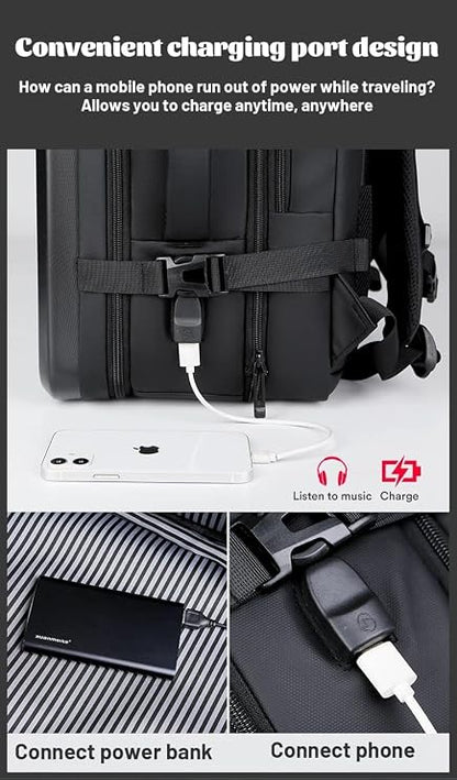 GetZget® luggage, laptop Carrying Case Hard shell Bag Multipurpose traveling Backpack with USB Charging Port/extendable/suitcase/Luggage/Travel bag (Black)