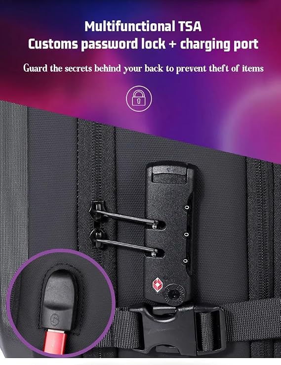 GetZget® luggage, laptop Carrying Case Hard shell Office/College Bag Multipurpose traveling Backpack with USB Charging Port/extendable/suitcase/Luggage/Travel bag (Black)