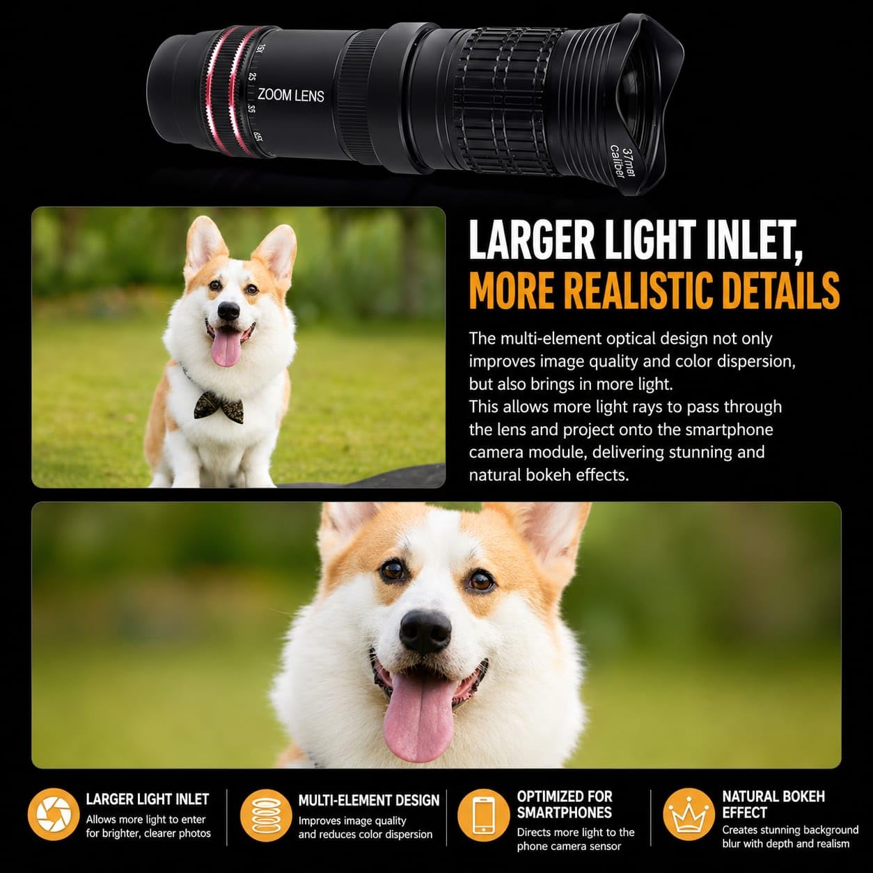 Telephoto Lens 15-45X For iPhone & Android Smartphones (Getzget)