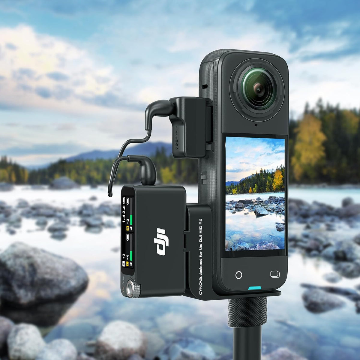 Cold Shoe Mic Mount for Insta360 X5, X4, X3 and DJI Mic 2 (3.5mm Cable) (view 5)