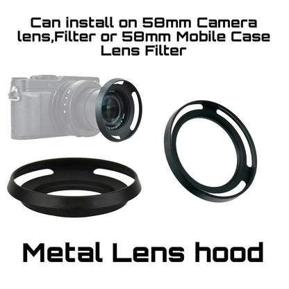 58mm Lens Hood Compatible with oneplus12, iPhone 14/15 pro & pro max, Xiaomi 14 Mobile Cover, DSLR Camera Lens Protector Accessories